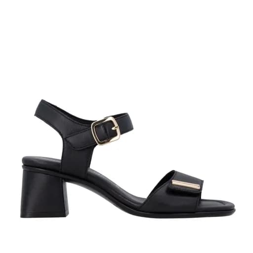 Remonte D1K54-00 Ανατομικά Δερμάτινα Πέδιλα 5cm Μαύρο