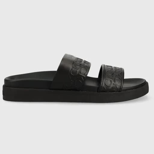 Γυναικεία Σανδάλια Calvin Klein Leather Ergo Slide HW0HW01535 0GN Μαύρα