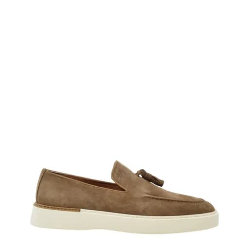 Ανδρικά μοκασίνια BOSS D7865 SIGARO SUEDE μπεζ δέρμα καστόρ