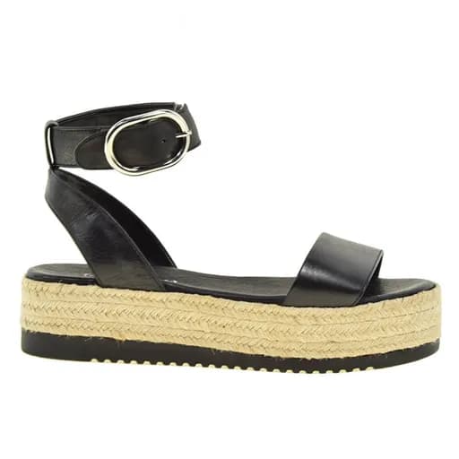 Γυναικεία πέδιλα flatforms Makis Fardoulis 105-14 μαύρο δέρμα