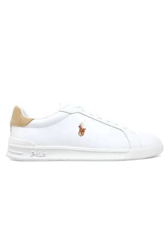 RALPH LAUREN ΠΑΠΟΥΤΣΙΑ SNEAKERS HRT CT II-SK-LTL MΠΕΖ ΛΕΠΤΟΜΕΡΕΙΕΣ LOGO ΛΕΥΚΟ