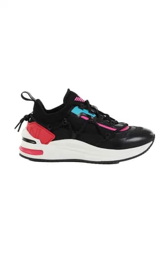 EMPORIO ARMANI ΠΑΠΟΥΤΣΙΑ SNEAKERS WOMAN ΛΟΓΟΤΥΠΟ ΦΟΥΞΙΑ/ ΜΑΥΡΟ