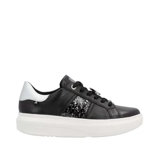 Rieker W1202-00 Ανατομικό Δερμάτινο Sneaker Μαύρο