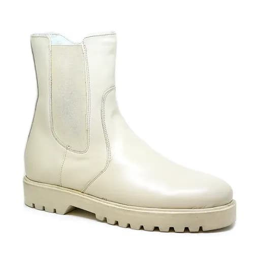 Big Shoes KL10255-02 Δερμάτινο Μποτάκι Ιβουάρ