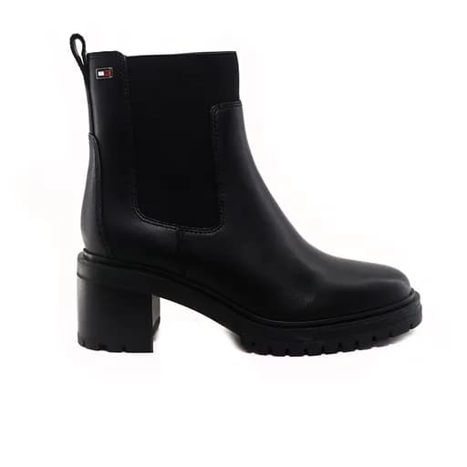 Γυναικεία Δερμάτινα Μποτάκια Tommy Hilfiger FW0FW08163 BDS Μαύρα