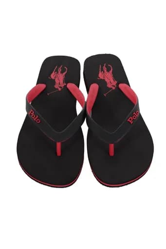 RALPH LAUREN ΠΑΝΤΟΦΛΑ ΘΑΛΑΣΣΗΣ FLIP FLOP BOLT ΜΑΥΡΟ-ΚΟΚΚΙΝΟ
