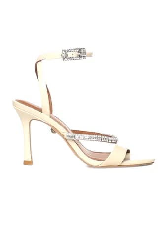 KURT GEIGER ΠΑΠΟΥΤΣΙΑ ΠΕΔΙΛΑ CRYSTAL STRAP SANDAL 90 ΣΤΡΑΣ ΛΟΥΣΤΡΙΝΙ LOGO ΚΡΕΜ