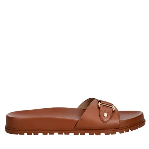 Γυναικείες Δερμάτινες Tasha Παντόφλες Καφέ Ralph Lauren 802982883001-TAN