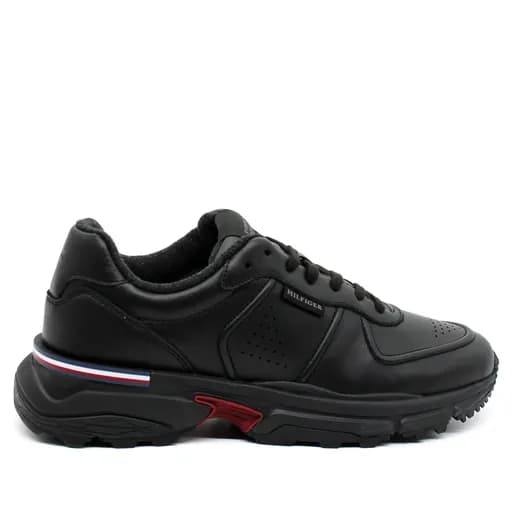 Ανδρικά Δερμάτινα Runner Sneakers Μαύρα Tommy Hilfiger FM0FM05277-BDS