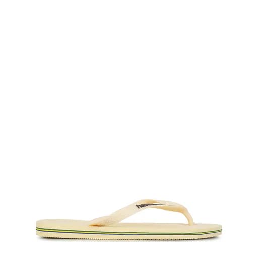 Σαγιονάρες γυναικείες Havaianas Κίτρινο Κρεμ 4110850-9256 Havaianas Brasil Logo 252