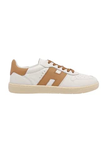 HOGAN ΠΑΠΟΥΤΣΙΑ SNEAKERS ΔΕΡΜΑ COOL BASKET ΕΚΡΟΥ-ΚΑΦΕ