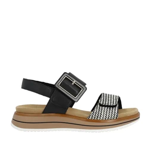 Remonte D1J53-02 Ανατομικά Δερμάτινα Σανδάλια Μαύρο / Λευκό