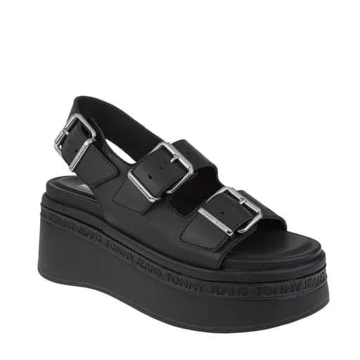 Γυναικεία Δερμάτινα Σανδάλια Μαύρα Tommy Jeans EN0EN02774-BDS