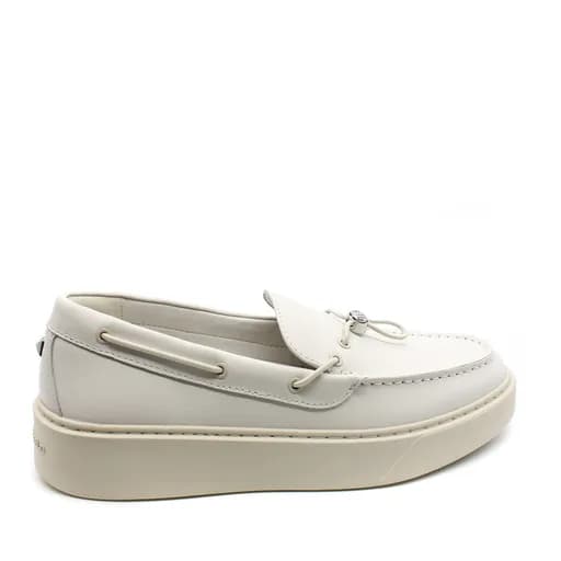 Ανδρικά Δερμάτινα Deck Slip On Loafers Λευκά Karl Lagerfeld KL53314-011 WHITE