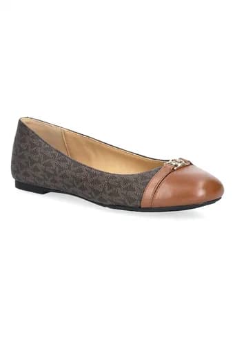 MICHAEL KORS ΠΑΠΟΥΤΣΙΑ ΜΠΑΛΑΡΙΝEΣ MANDY FLAT ALL OVER LOGO ΚΑΦΕ/ΤΑΜΠΑ
