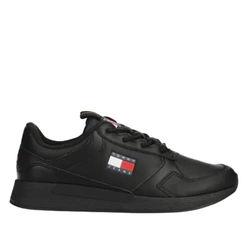 Ανδρικά Δερμάτινα Flexi Runner Sneakers Μαύρα Tommy Jeans EM0EM01409-BDS