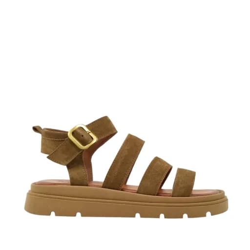 Γυναικεία πέδιλα Lady Shoes 555 ταμπά δέρμα καστόρ