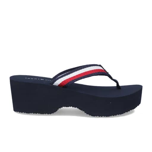 Γυναικείες Σαγιονάρες Tommy Hilfiger Shimmery Ribbom Beach Sandal Μπλε FW0FW05665 DW5