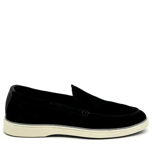 Ανδρικά Δερμάτινα Suede Χειροποίητα Loafers Μαύρα Diadoch 2542-BLACK
