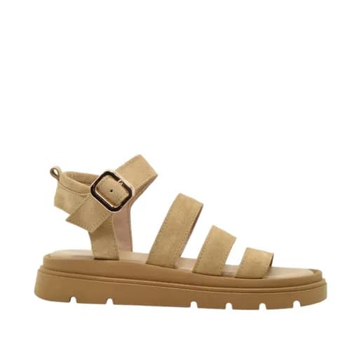 Γυναικεία πέδιλα Lady Shoes 555 μπεζ δέρμα καστόρ