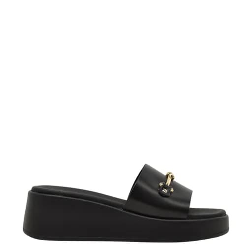 Γυναικείες παντόφλες/flatforms Ragazza 01134 μαύρο δέρμα