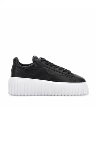 HOGAN ΠΑΠΟΥΤΣΙΑ SNEAKERS H-STRIPES ALLACCIATO H ΜΑΥΡΟ