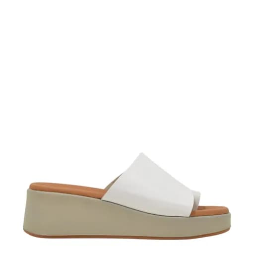 Γυναικείες παντόφλες/flatforms Ragazza 01131 λευκό δέρμα