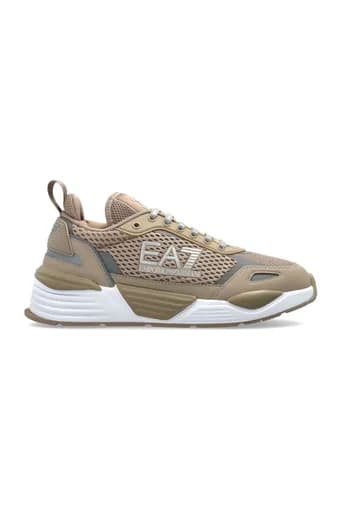 ARMANI 7 ΠΑΠΟΥΤΣΙΑ SNEAKERS LOGO ΜΠΕΖ-ΛΕΥΚΟ