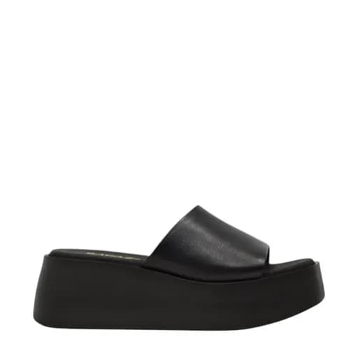 Γυναικείες παντόφλες/flatforms Ragazza 01216 μαύρο δέρμα