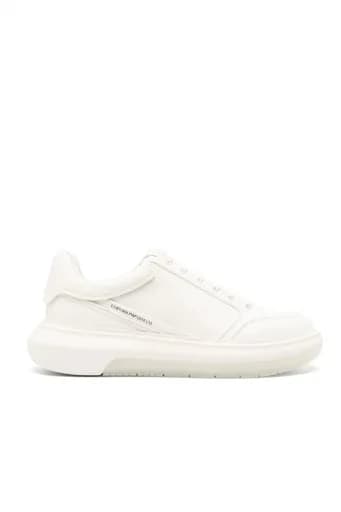 EMPORIO ARMANI ΠΑΠΟΥΤΣΙΑ SNEAKERS LOGO ΛΕΥΚΟ