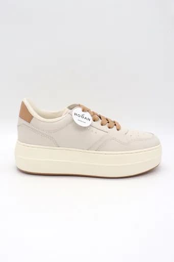 HOGAN ΠΑΠΟΥΤΣΙΑ SNEAKERS H670 ALLACCIATO ΔΕΡΜΑ ΕΚΡΟΥ-ΜΠΕΖ