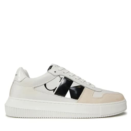 Ανδρικά Δερμάτινα Sneakers Calvin Klein Chunky Cupsole YM0YM00897 01T Λευκά
