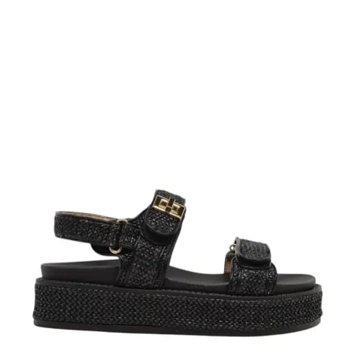Γυναικεία πέδιλα Seven 701-20A BLACK RAFFIA U420A701366G μαύρο