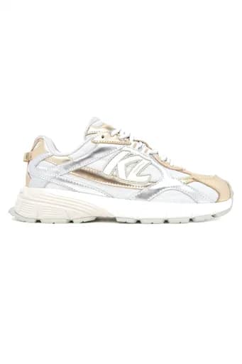 KARL LAGERFELD ΠΑΠΟΥΤΣΙΑ SNEAKERS ORION METAΛΛΙΚΕΣ ΛΕΠΤΟΜΕΡΕΙΕΣ ΛΑΜΨΗΣ LOGO ΛΕΥΚΟ/ΑΣΗΜΙ/ΧΡΥΣΟ