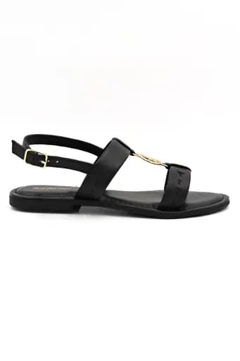 U.S. POLO ASSN. ΠΑΠΟΥΤΣΙΑ ΣΑΝΔΑΛΙΑ ΜΕΤΑΛΛΙΚΟ LOGO ΜΑΥΡΟ