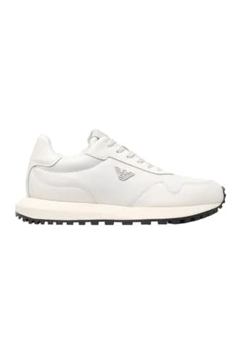 EMPORIO ARMANI ΠΑΠΟΥΤΣΙΑ SNEAKERS LOGO ΛΕΥΚΟ