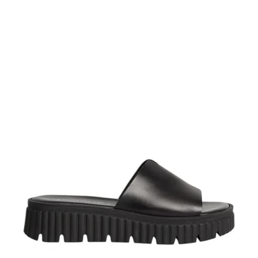 Γυναικείες παντόφλες/flatforms Tamaris 1-27216-44 001 μαύρο δέρμα