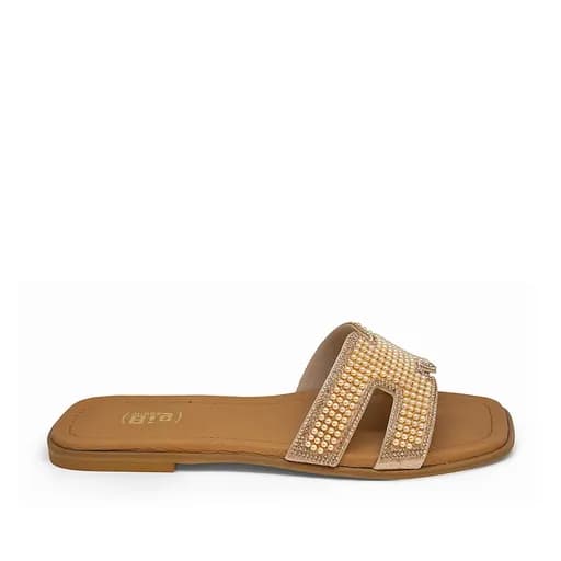 Bigshoes GA0210-06 Δερμάτινη Παντόφλα Χρυσό