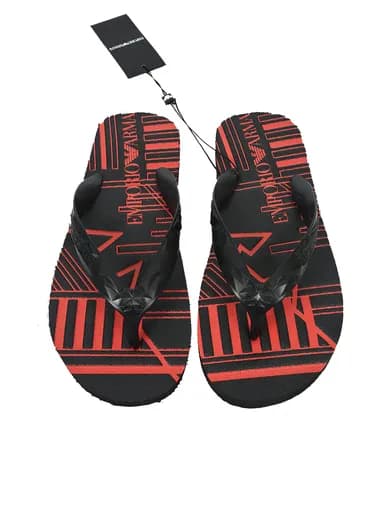 EMPORIO ARMANI ΠΑΠΟΥΤΣΙ FLIP-FLOP LOGO ΜΑΥΡΟ