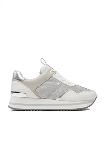 MICHAEL KORS ΠΑΠΟΥΤΣΙΑ SNEAKERS RAINA TRAINER ΣΤΡΑΣ LOGO ΛΕΥΚΟ/ΑΣΗΜΙ