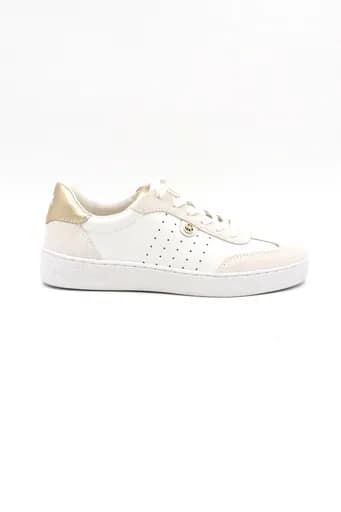 MICHAEL KORS ΠΑΠΟΥΤΣΙΑ SNEAKERS SCOTTY LACE UP LOGO ΧΡΥΣΟ/ΛΕΥΚΟ