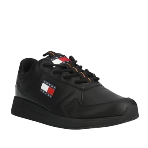 Ανδρικά Δερμάτινα Flexi Runner Sneakers Μαύρα Tommy Jeans EM0EM01409-BDS