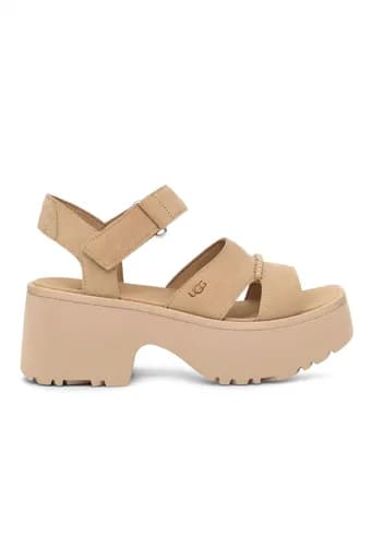 UGG ΠΑΠΟΥΤΣΙΑ ΠΕΔΙΛΑ ΝΕW HEIGHTS ANKLE STRAP LOGO MΠΕΖ