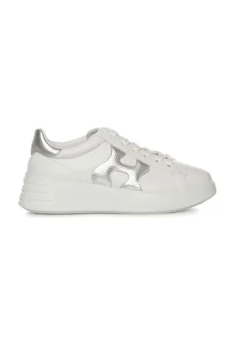 HOGAN ΠΑΠΟΥΤΣΙΑ SNEAKERS REBEL H562 H PUNZONATA ΛΕΥΚΟ-ΑΣΗΜΙ