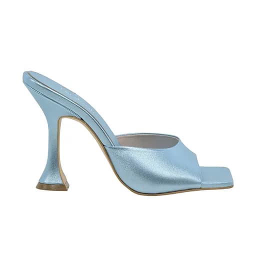 Γυναικεία mules Makis Fardoulis 919-09 σιελ μεταλλικό δέρμα