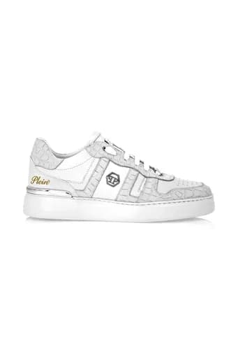 PHILIPP PLEIN ΠΑΠΟΥΤΣΙΑ SNEAKERS NUBUCK LOW TOP SNEAKERS COCCO ΛΕΥΚΟ