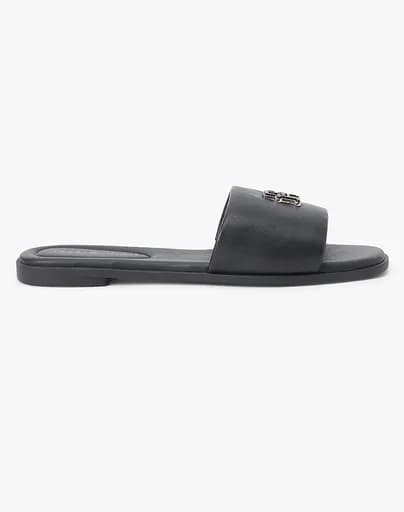 TOMMY HILFIGER TH LOGO HARDWARE LEATHER MULE FW0FW09292-BDS Black