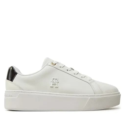 Γυναικεία Δερμάτινα TH Platform Court Sneakers Λευκά Tommy Hilfiger FW0FW08614-YBS