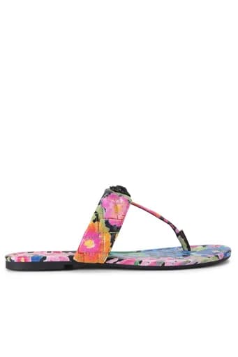 KURT GEIGER ΠΑΠΟΥΤΣΙΑ ΣΑΝΔΑΛΙΑ KENSINGTON Τ-ΒΑR-SANDAL FLORAL LOGO ΠΟΛΥΧΡΩΜΟ