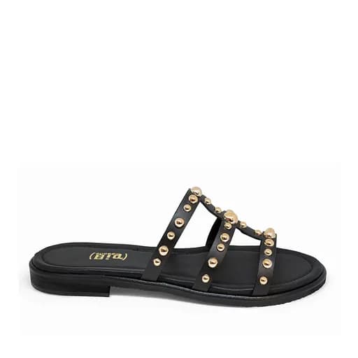Bigshoes GA0216-01 Δερμάτινη Παντόφλα Μαύρο